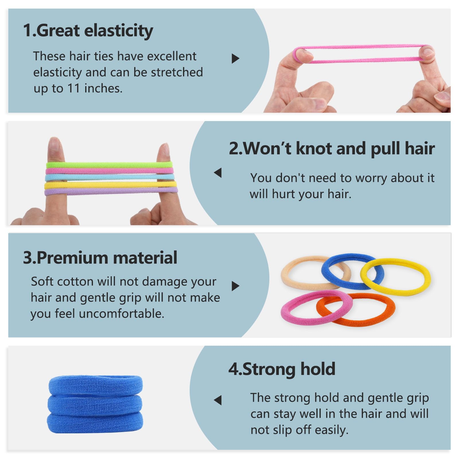 FVOLREM seamless hair-ties no-damage view highlighting gentle hold