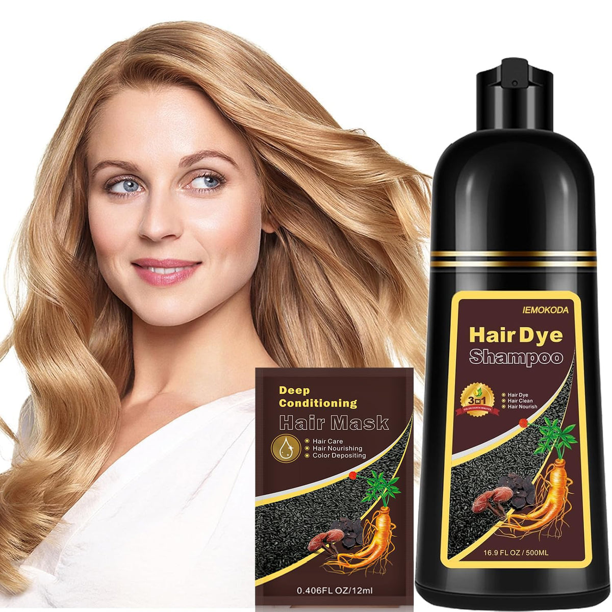 Fvquhvo Instant Hair Color Shampoo packaging for easy at-home use.