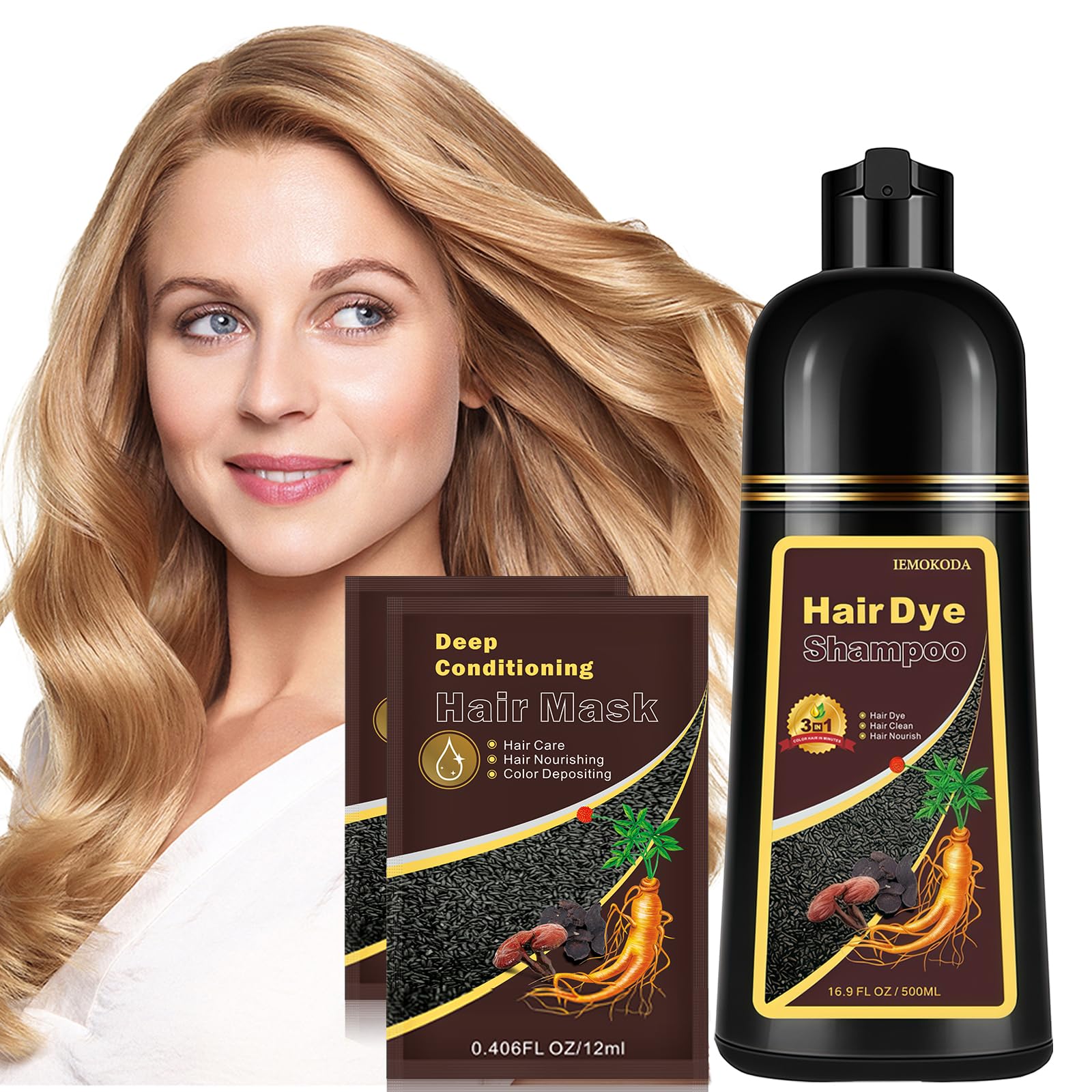 Fvquhvo Instant Hair Color Shampoo packaging for easy at-home use.