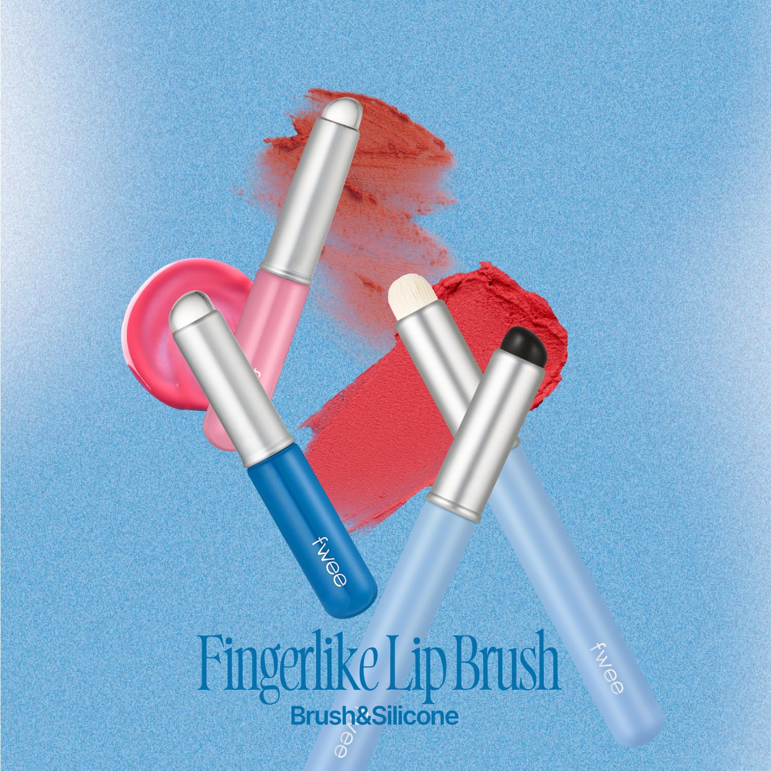 fwee fingerlike silicone lip brush slim, lid closed, compact and portable.