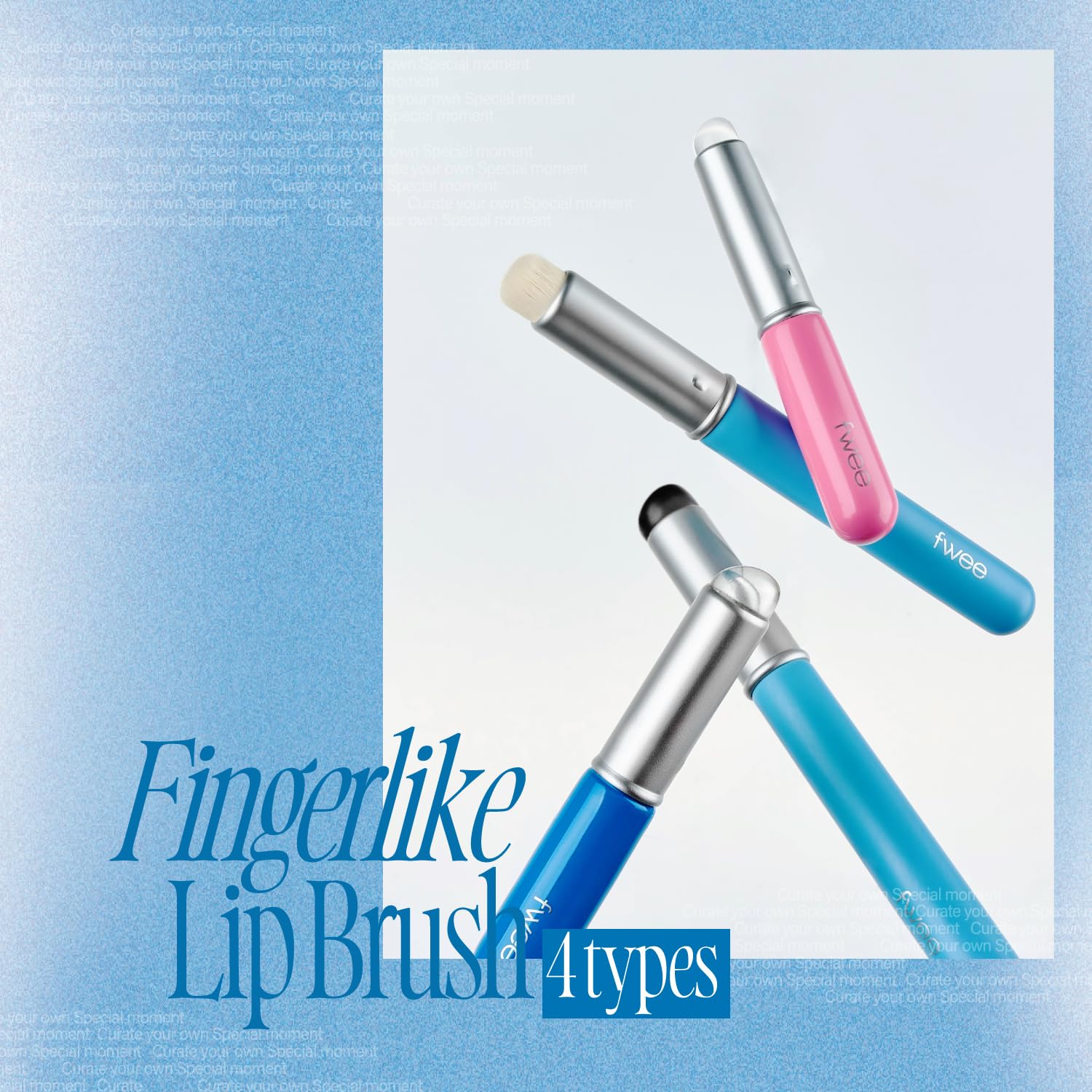 fwee fingerlike silicone lip brush slim, with lid, travel-friendly storage.