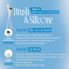 fwee fingerlike silicone lip brush slim, bristles closeup, soft-touch blending for precise edges.
