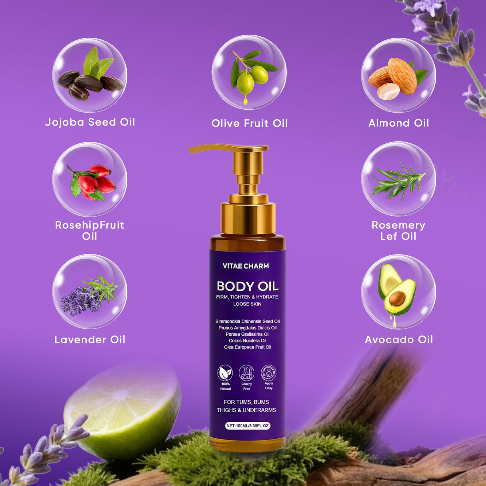 FWPTEI Vitae Charm closeup of oil texture highlights fast-absorbing, non-greasy hydration.