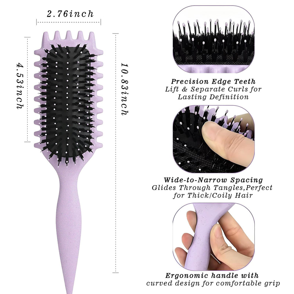 FXIYILTS Curly Hair Brush bristles close-up for detangling and frizz control.