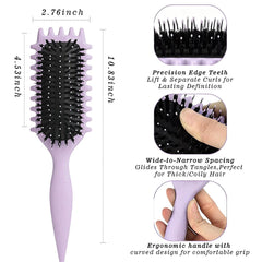 FXIYILTS Curly Hair Brush bristles close-up for detangling and frizz control.