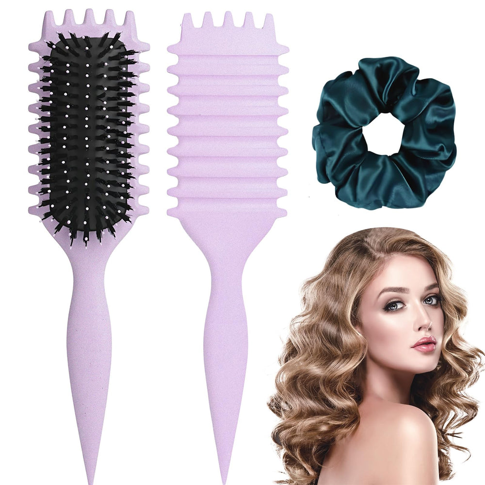 FXIYILTS Curly Hair Brush handle view for comfortable grip during styling.