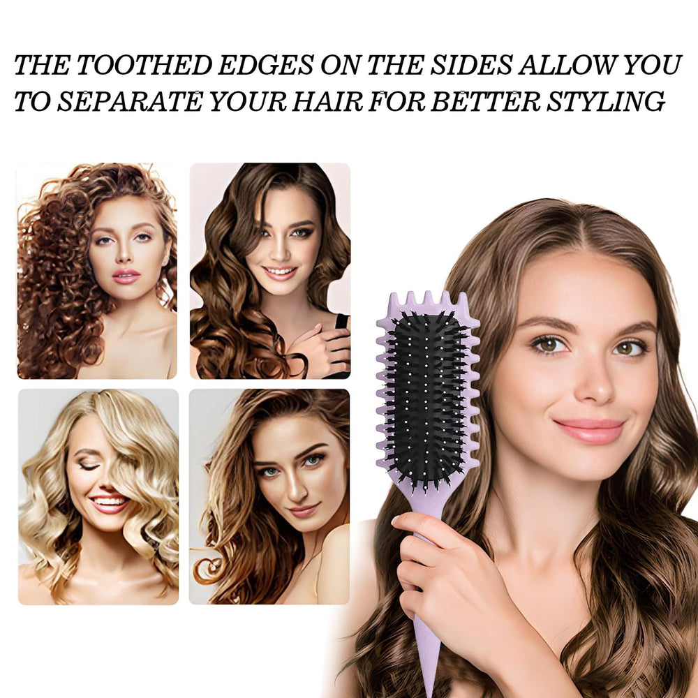 FXIYILTS Curly Hair Brush in hand demonstrates easy curl shaping.