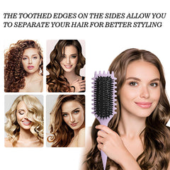 FXIYILTS Curly Hair Brush in hand demonstrates easy curl shaping.