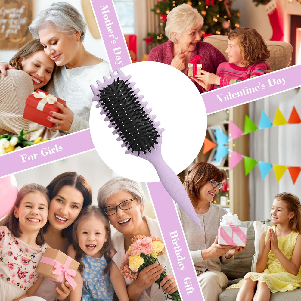 FXIYILTS Curly Hair Brush packaging highlights its heat-resistant design.
