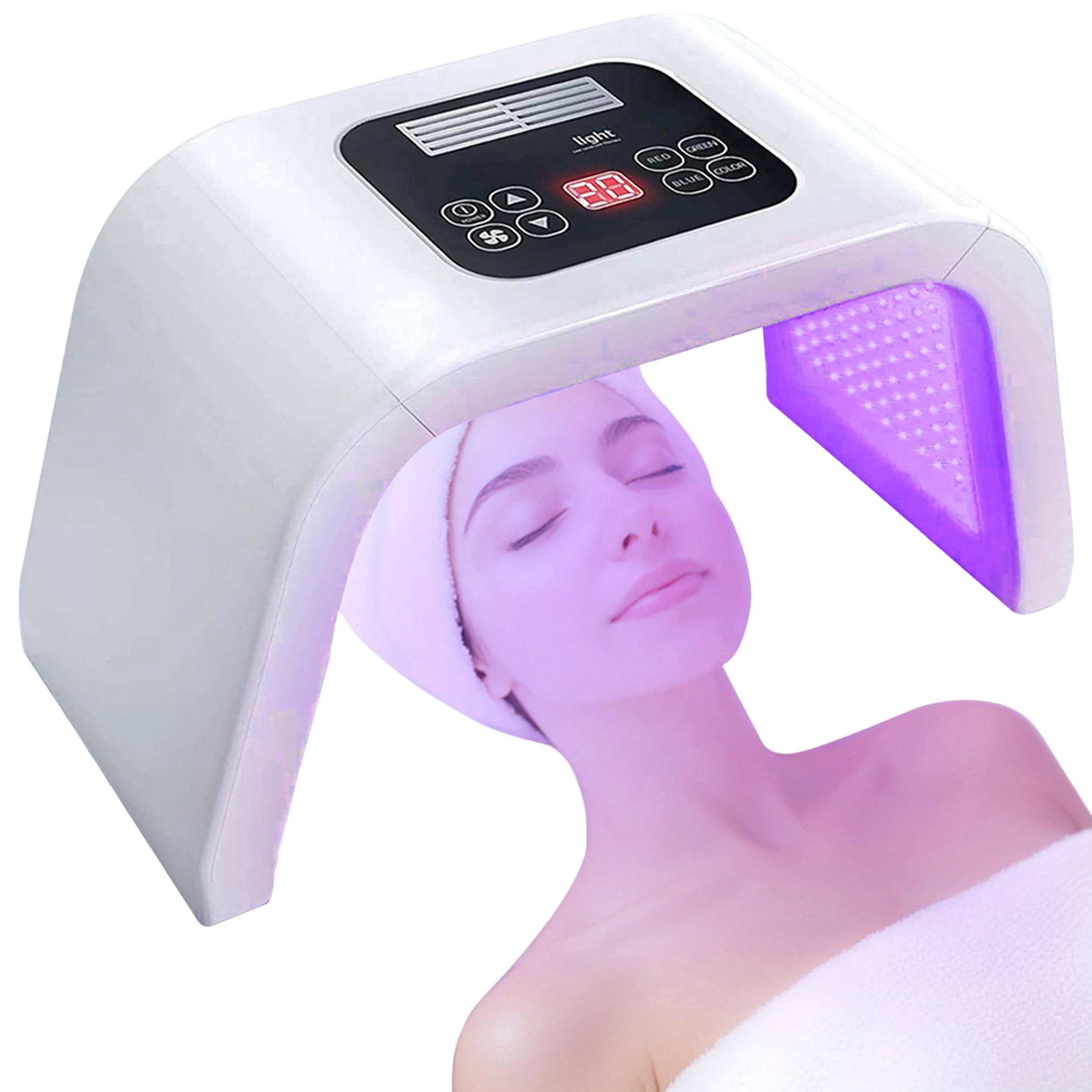 Fxtiaa LED Face Tool front view for at-home skincare with 7-in-1 light therapy.
