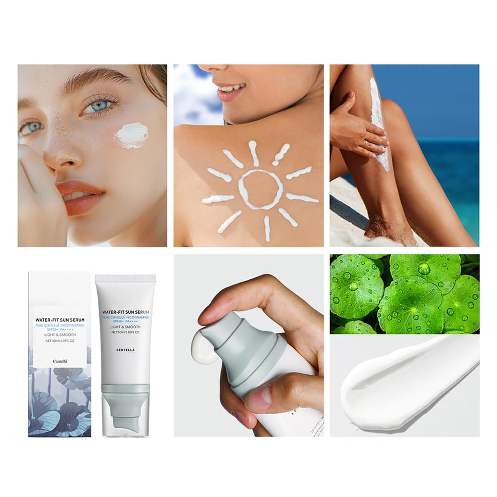 FYEBOO Centellá Sunscreen texture swirl hints at smooth, quick-apply formula.