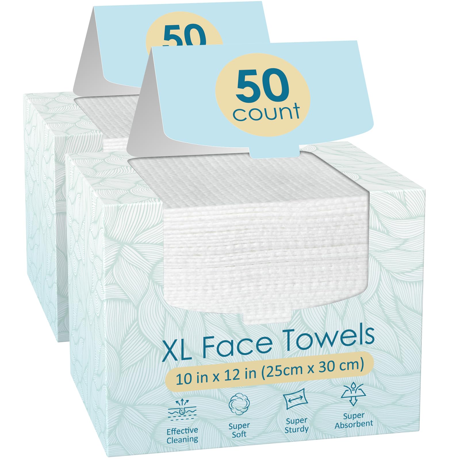 FYGRIP 2-pack XL face towels offer hygienic cleansing in a 10x12 inch size.