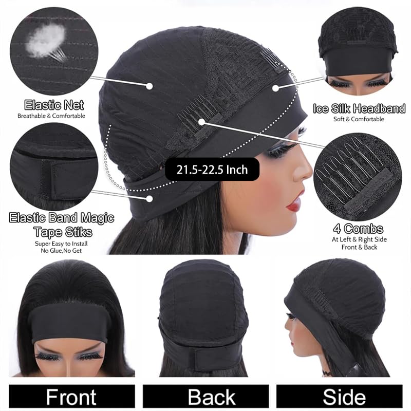 Fylora headband wig adjustable fit ensures secure wear.