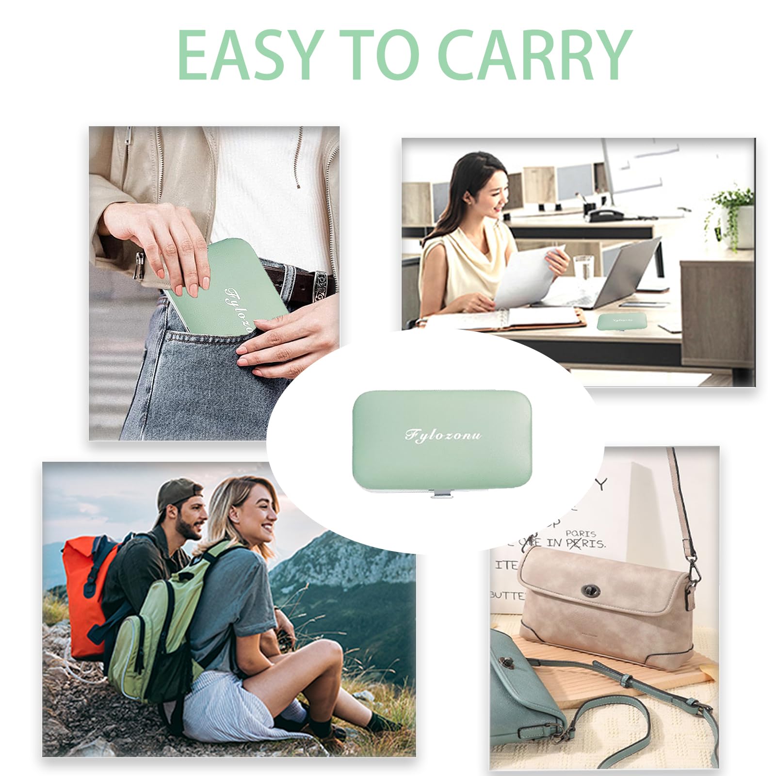 Fylozonu travel nail kit fits in a pocket or purse for easy care.