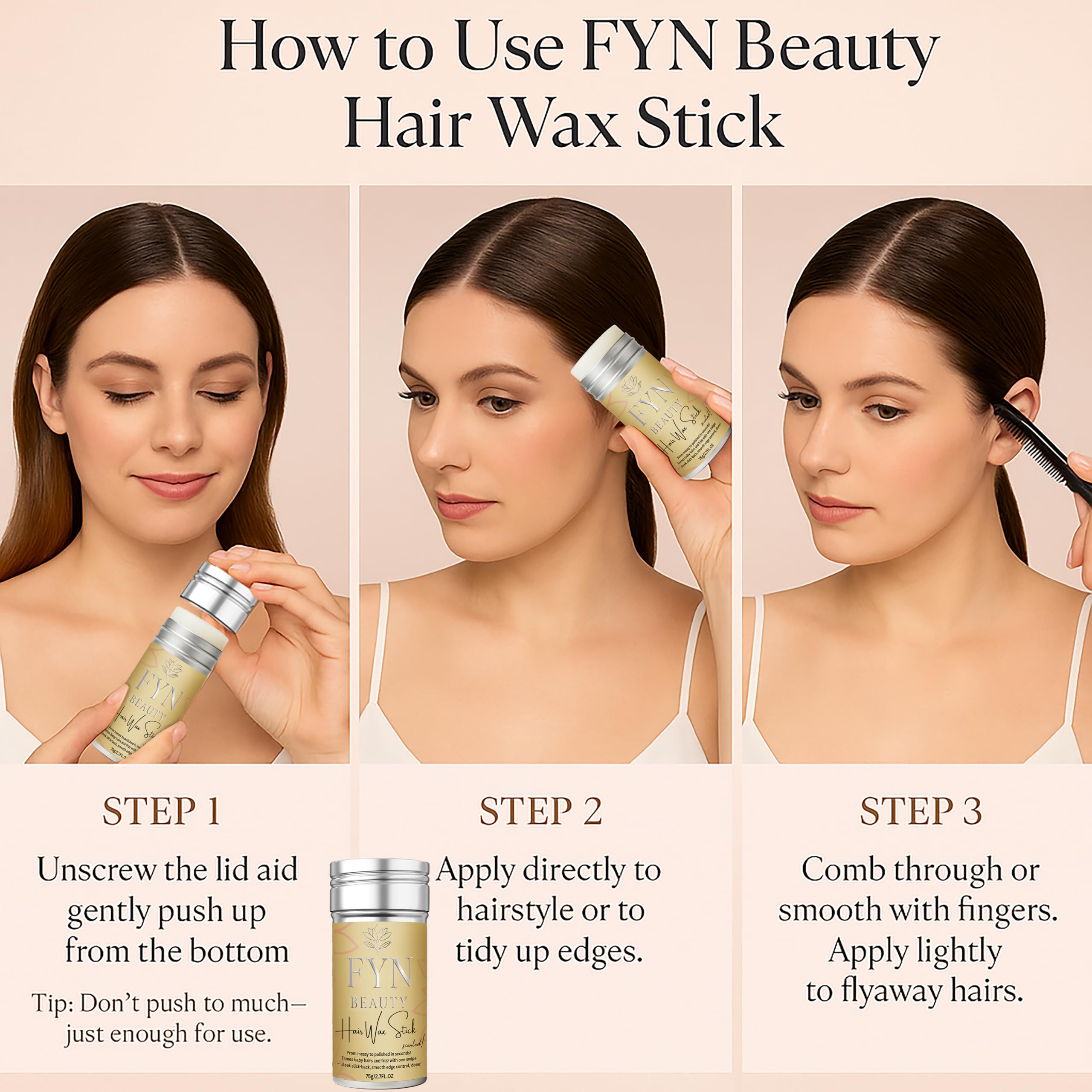 FYN Beauty hair-wax-stick-bun-maker showcases versatile bun styling