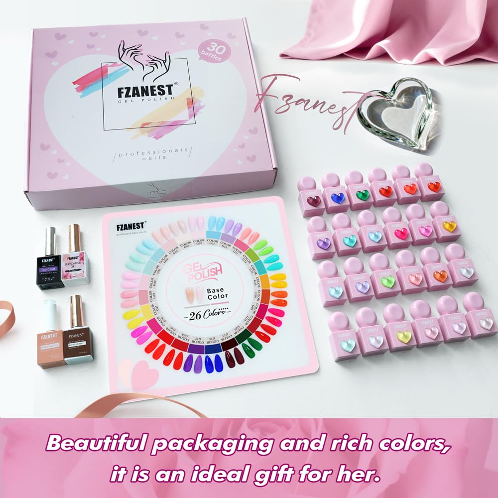 FZANEST all-season color range swatches on nails