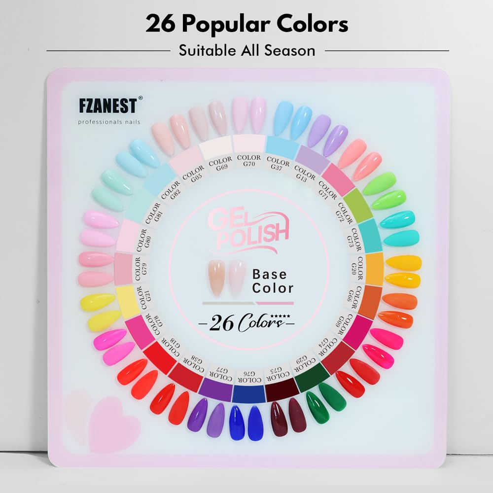 FZANEST color display board showcasing the 24 polishes