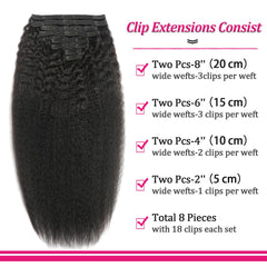 FZV kinky straight clip-ins close-up weft showing natural texture
