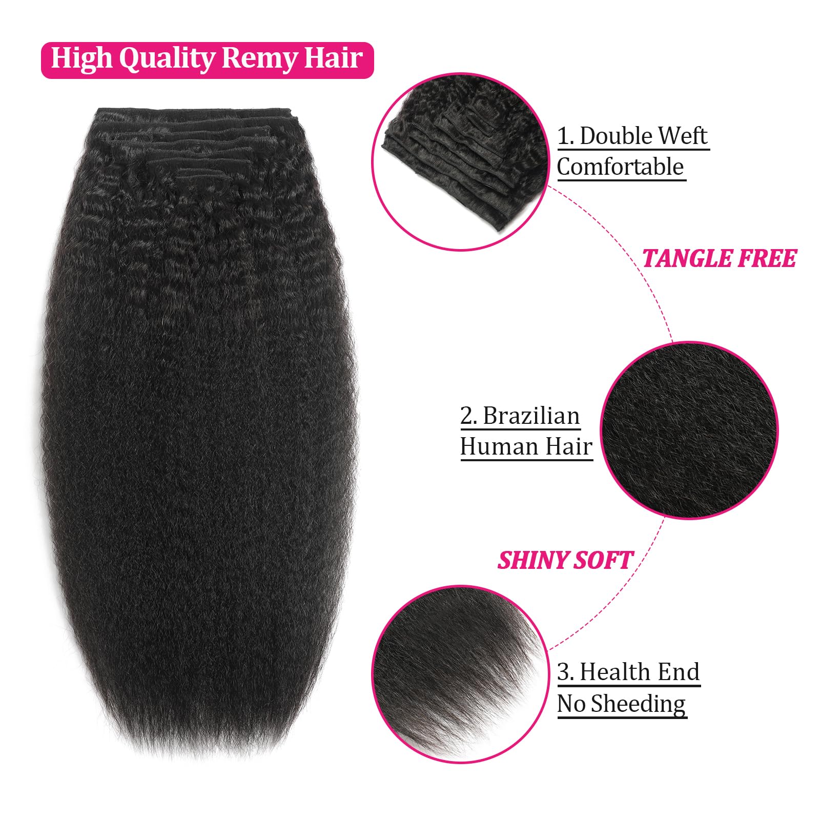 FZV natural black clip-ins on head look for everyday styling