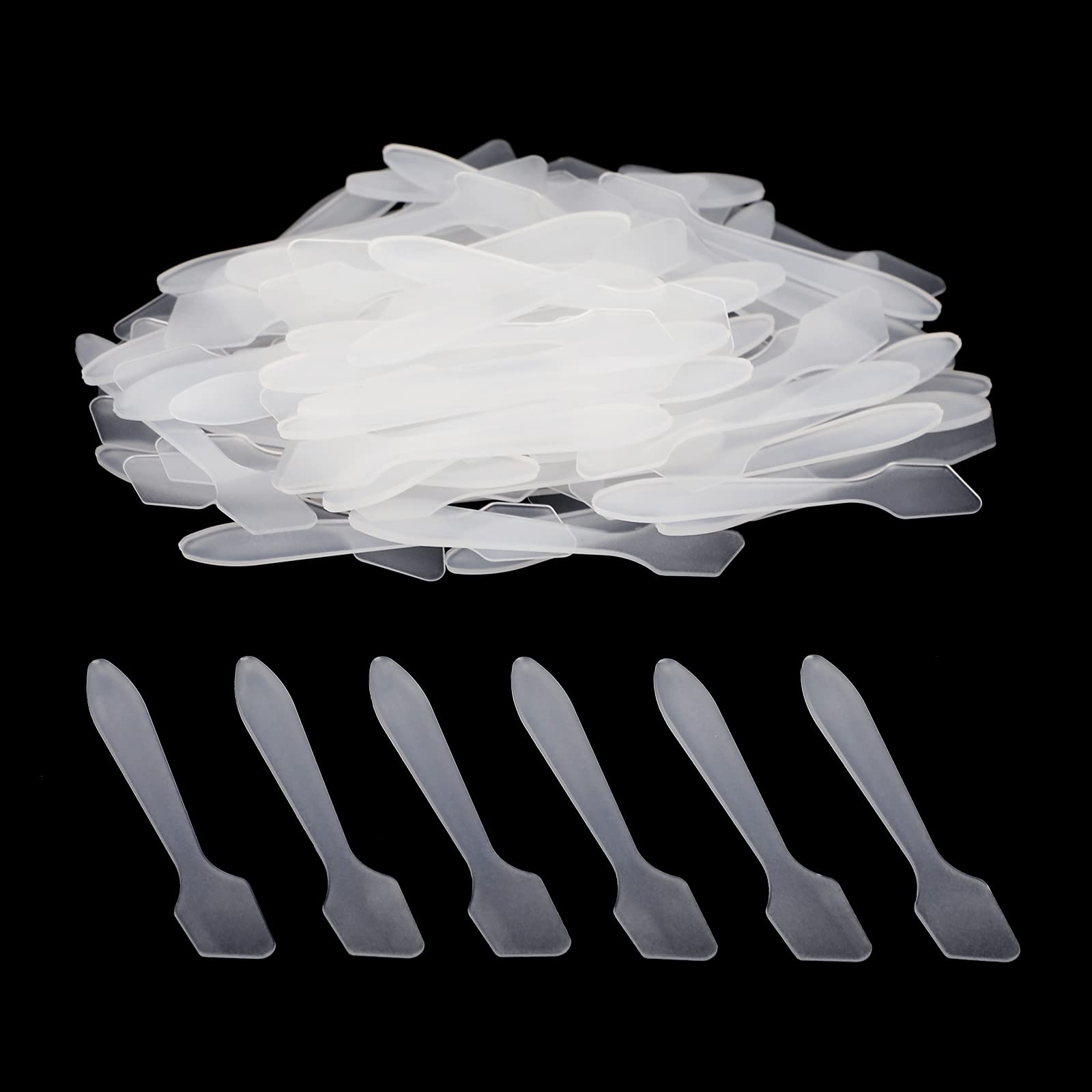 G2PLUS clear plastic cosmetic spatula showing hygienic, mess-free application.