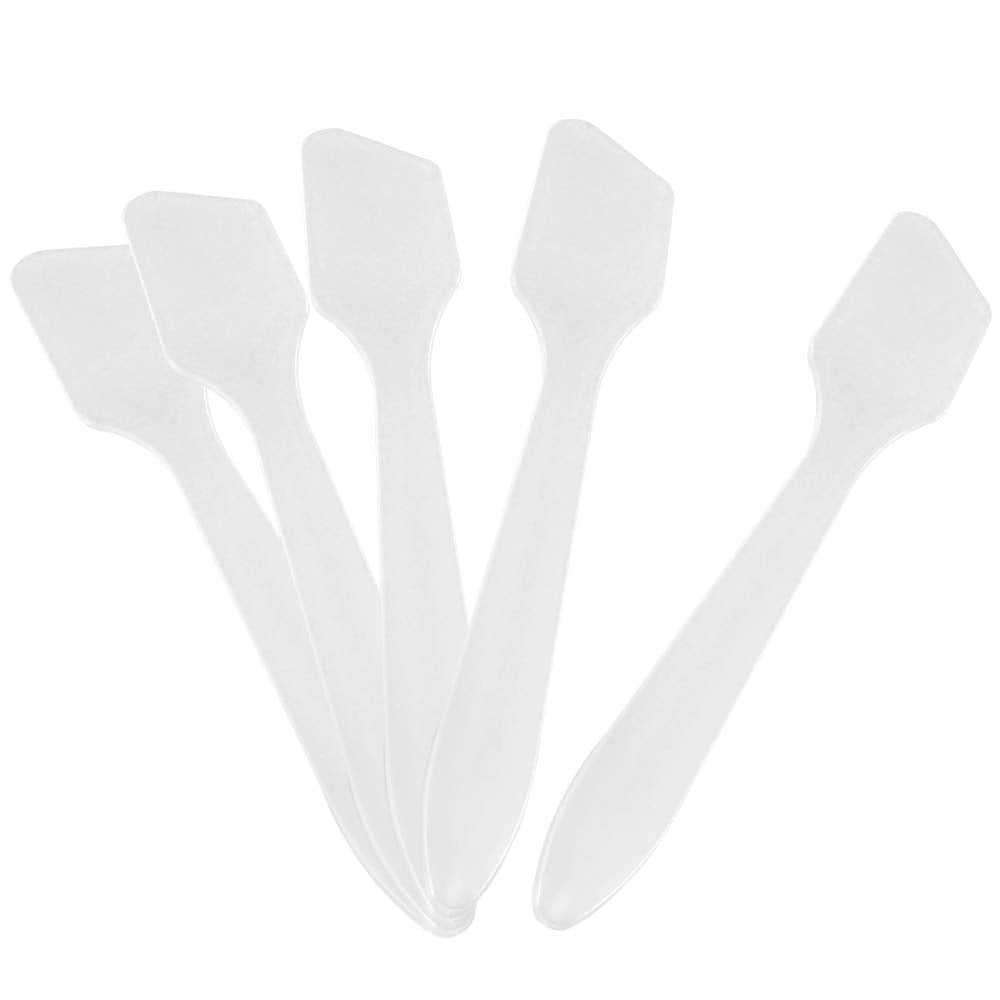 G2PLUS disposable makeup spatula 100pcs pack for DIY skincare and salon use.