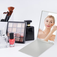 G2PLUS portable folding vanity mirror with lid open for quick checks