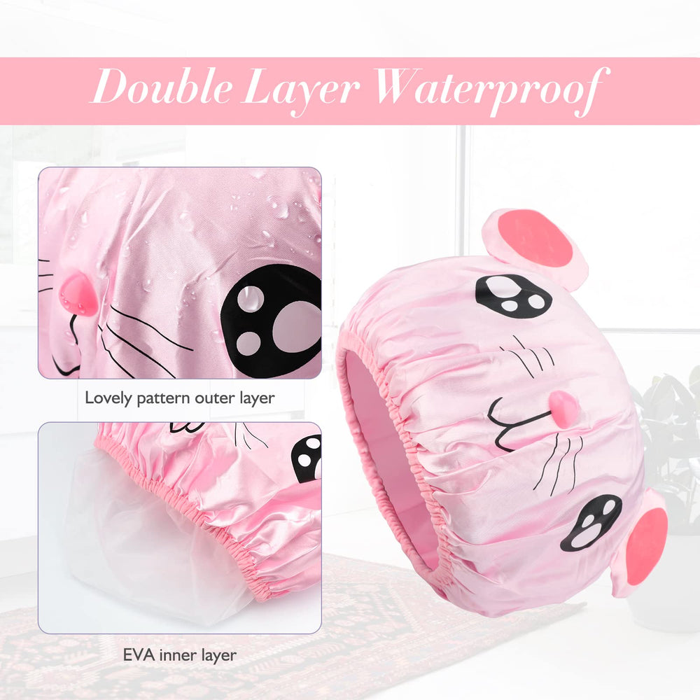 G2PLUS kids' shower cap features elastic fit for comfortable, secure wear.
