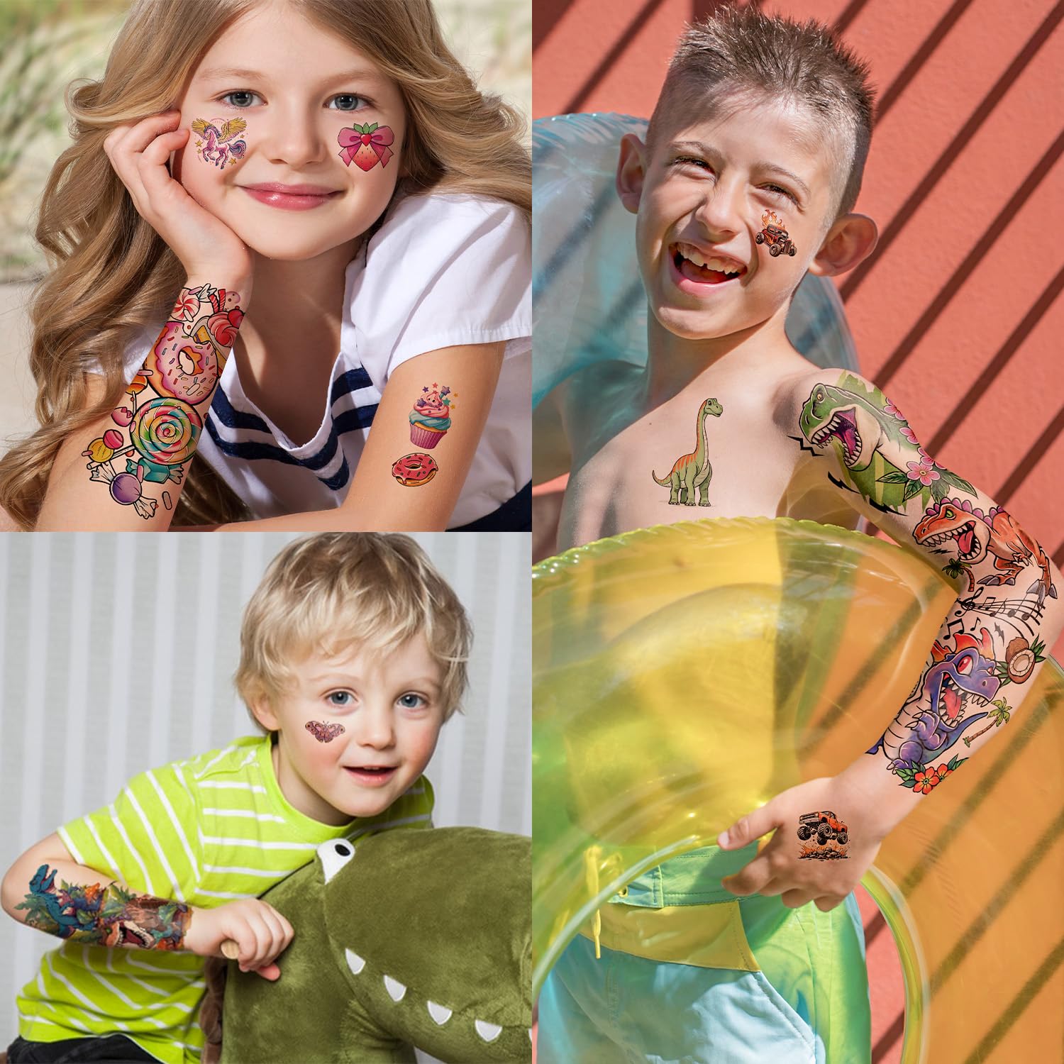 Gabizafia 52-sheets kids tattoos tiny tattoos for quick, reusable art on skin or surfaces