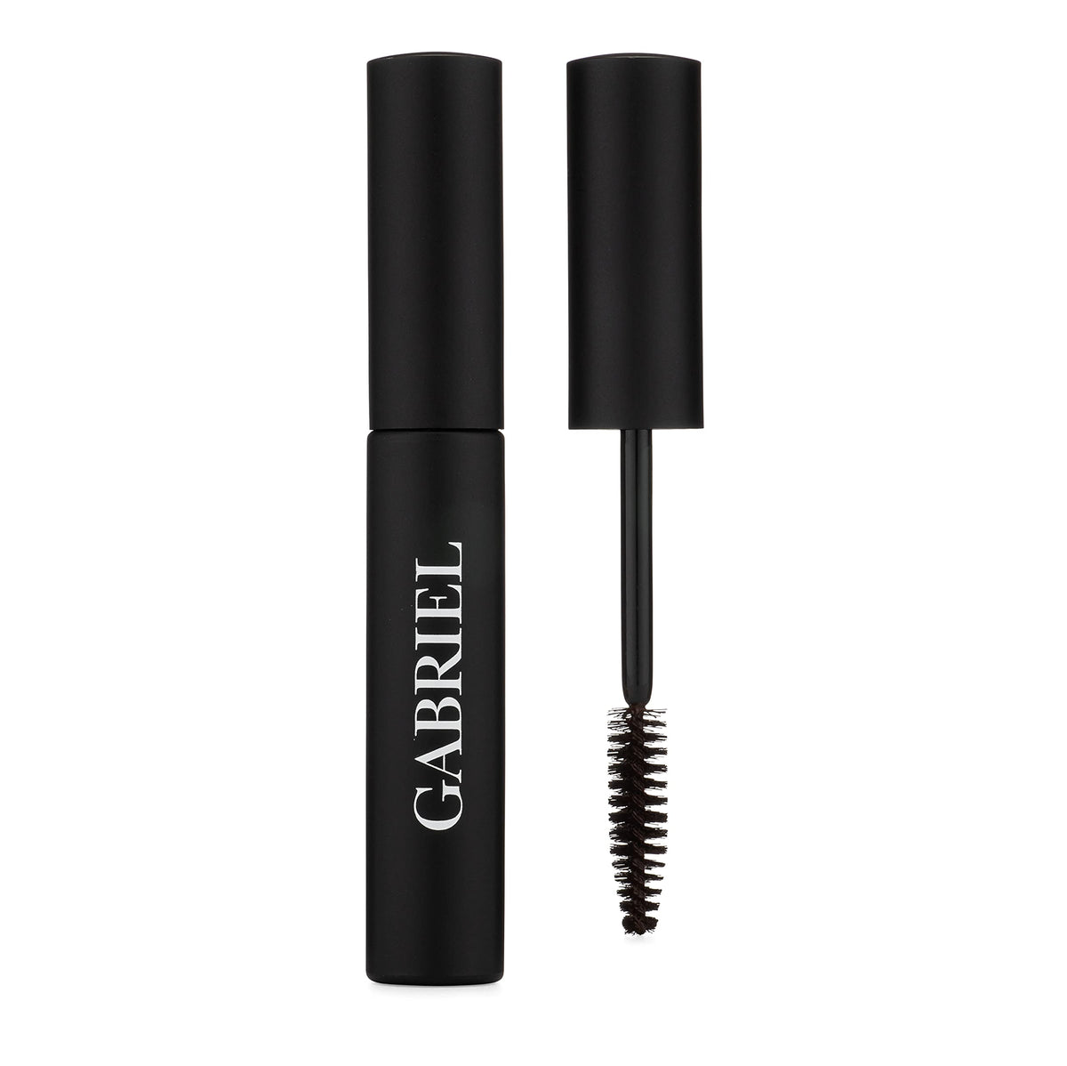 Gabriel Cosmetics Mascara Black Brown tube shows natural, long-lasting finish.