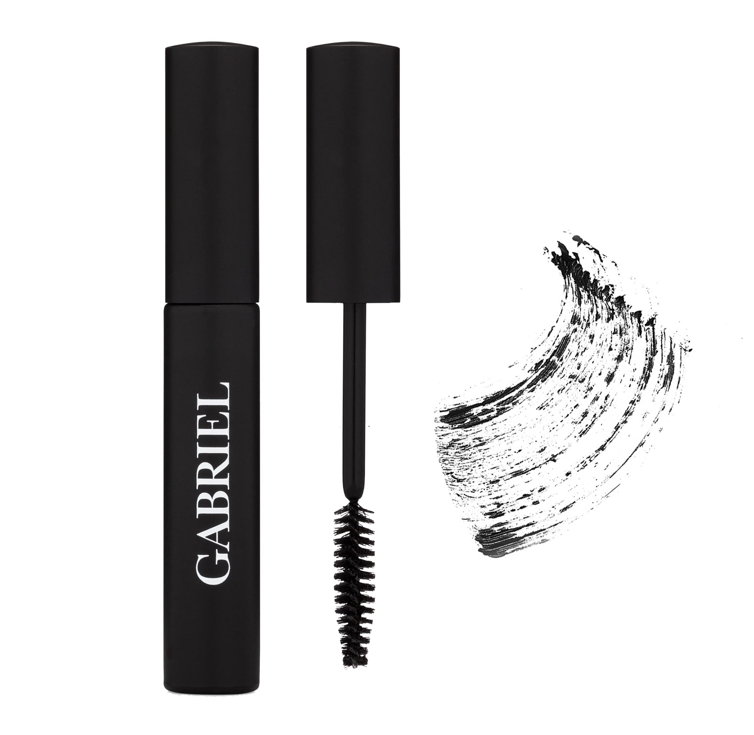 Gabriel Cosmetics Mascara brush closeup showing precise, clump-free application.