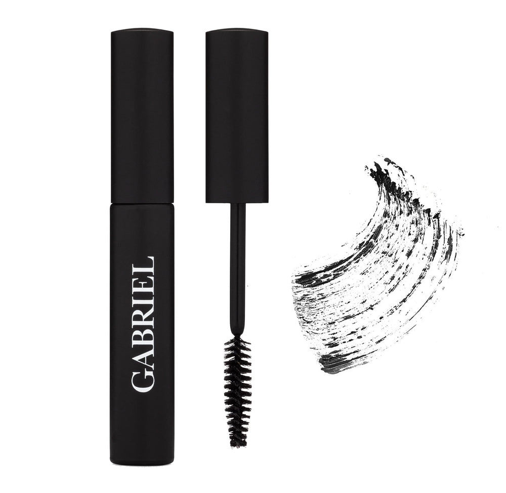 Gabriel Cosmetics Mascara brush closeup showing precise, clump-free application.