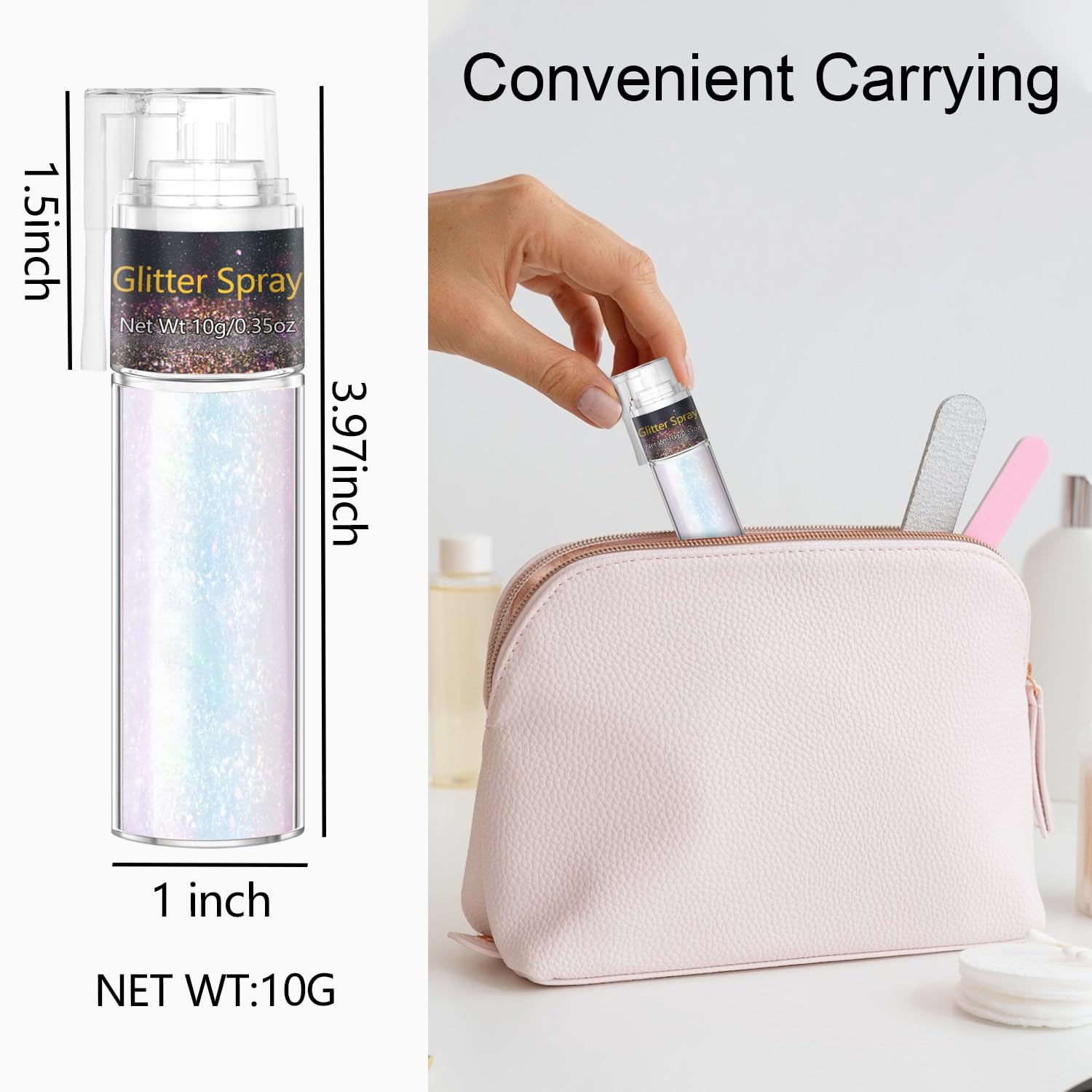 GADMLURY Hair Glitter Spray on hair shows subtle long-lasting glamour.