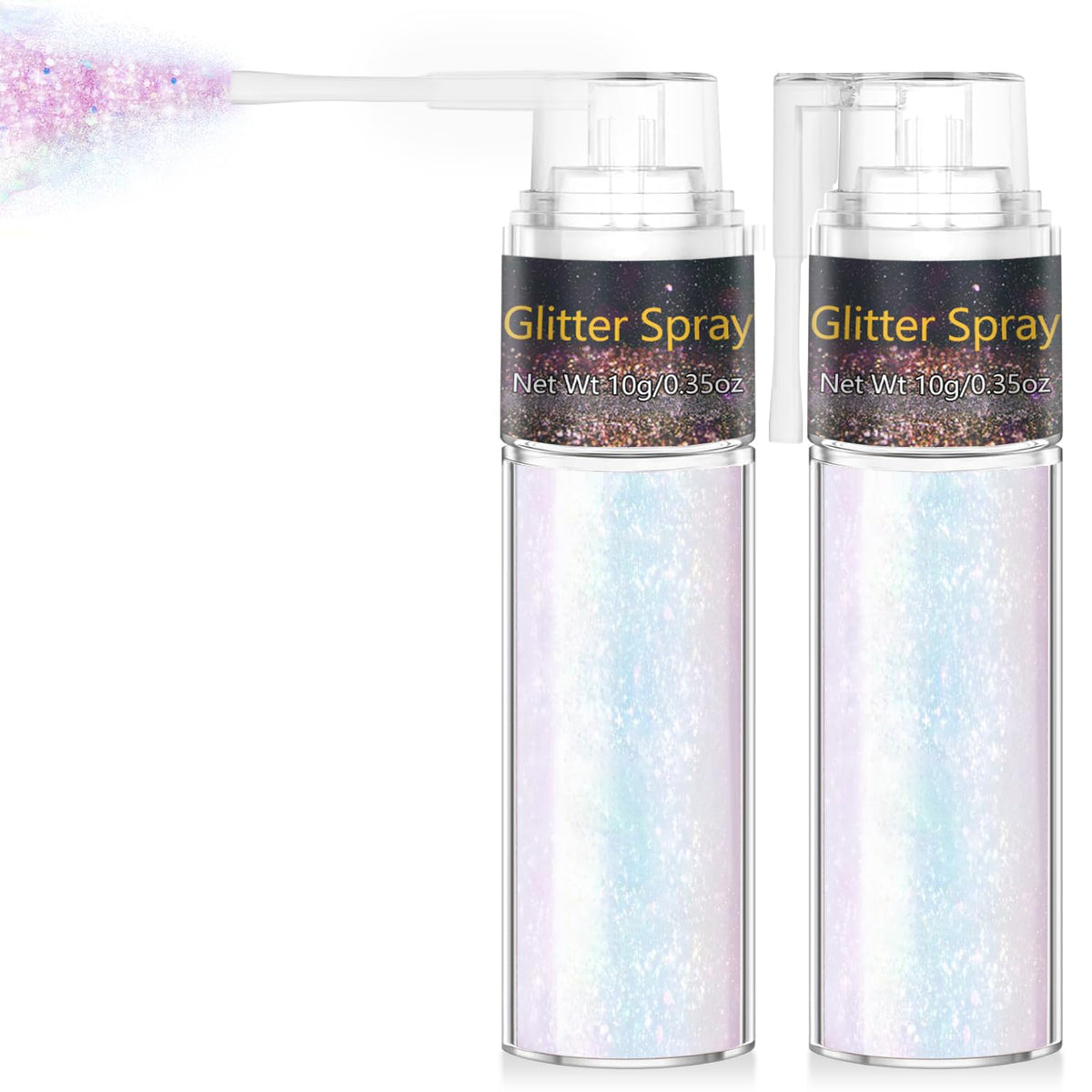 GADMLURY Hair Glitter Spray bottle closeup for all-day sparkle on skin, hair, and clothes.