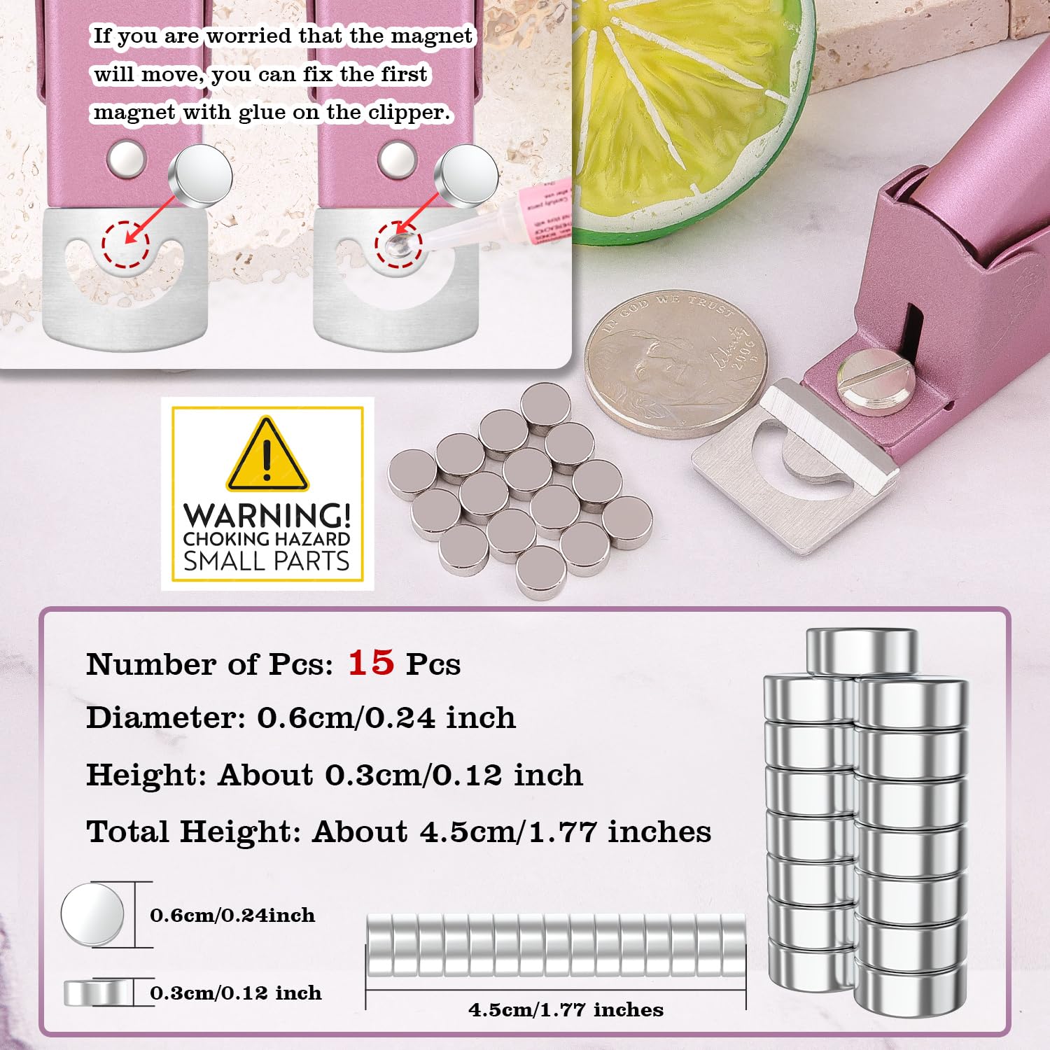 GA&EN magnet sizers 15pc pack enables quick, even nail tip lengths