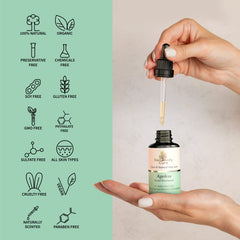 Gaia Body Care Ageless Bakuchiol Oil rose-palette displays skin-nourishing ingredients.