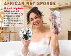 Gainlove African net sponge 2-pack with storage bags keeps bathroom tidy