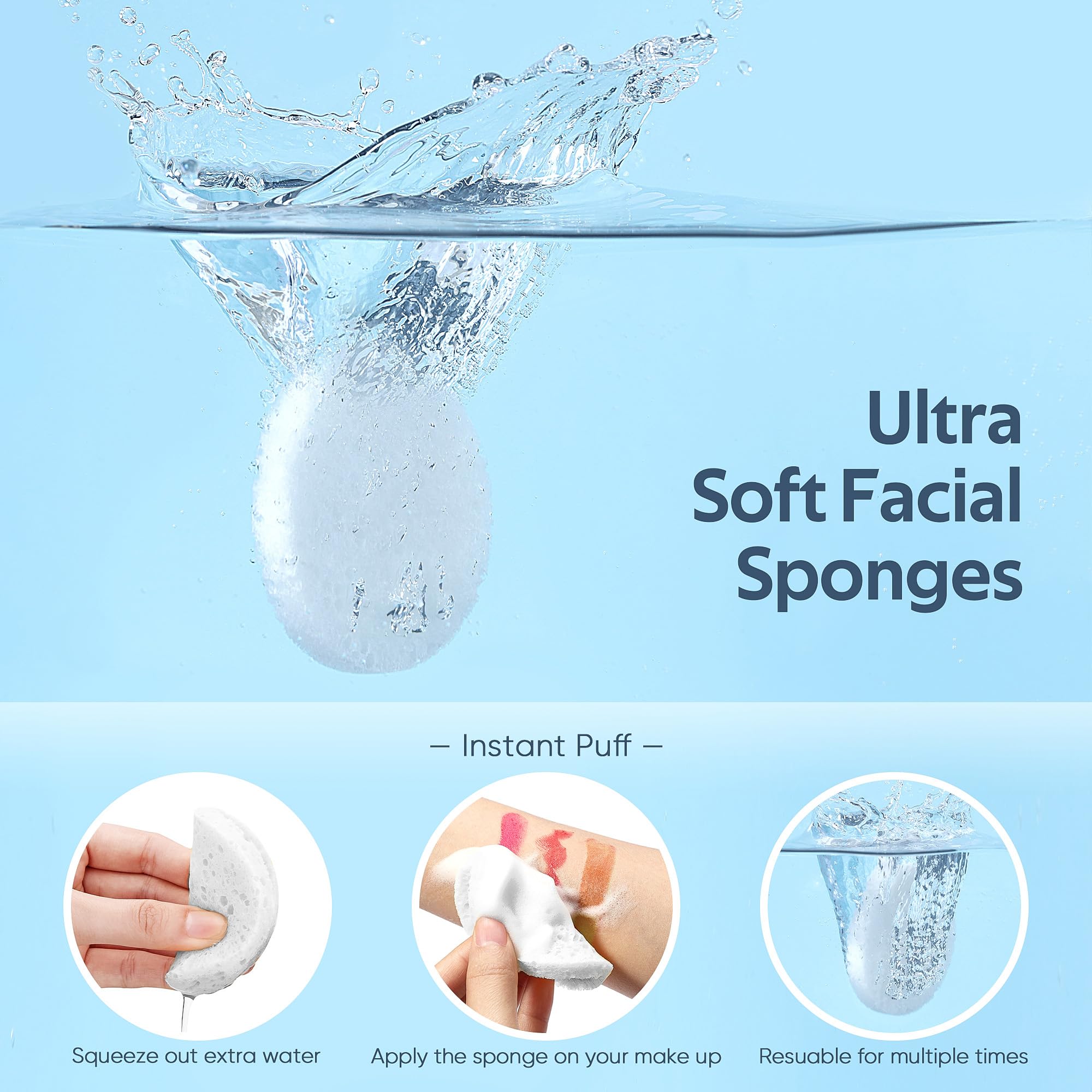 GAINWELL face sponges in hand demonstrating soft, reusable cleansing for gentle exfoliation.
