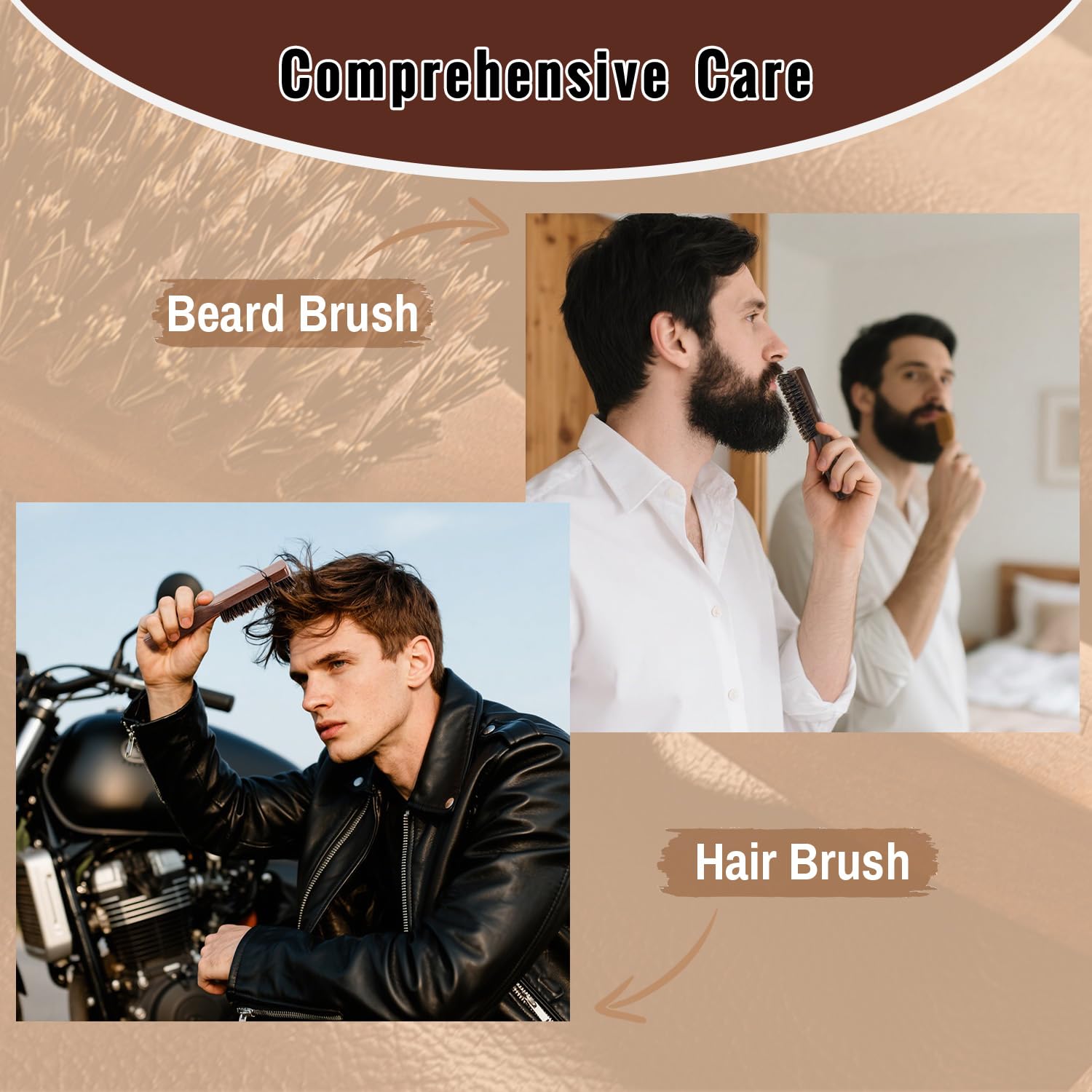 GAINWELL beard styling brush distributes oil through facial hair