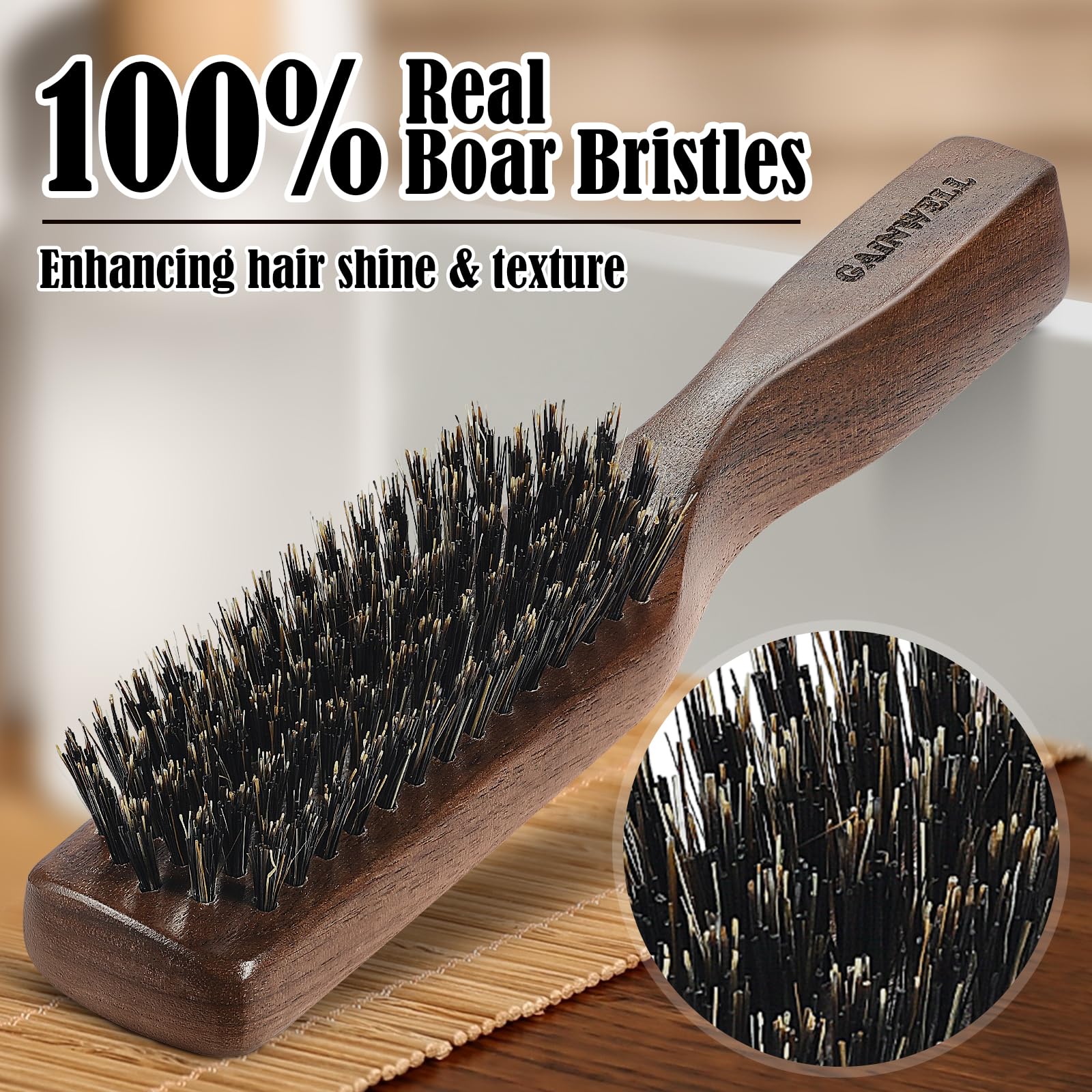 GAINWELL boar bristles close-up showing sturdy texture for quick oil distribution