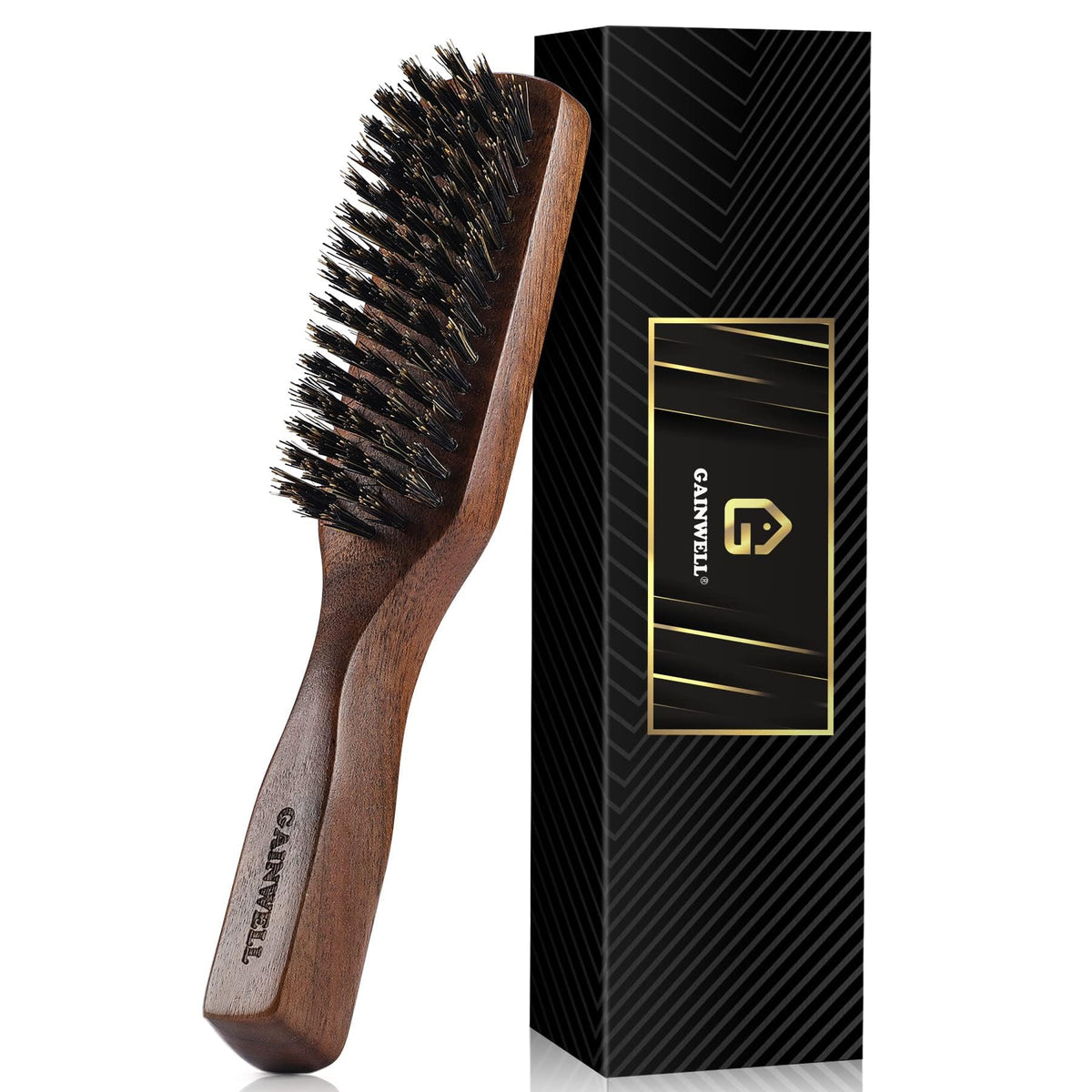 GAINWELL wild boar bristle brush handle for easy grip during styling