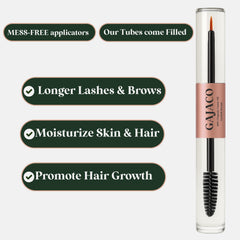 GAJACO organic castor oil wand applies to brows for thicker, well-groomed eyebrows.