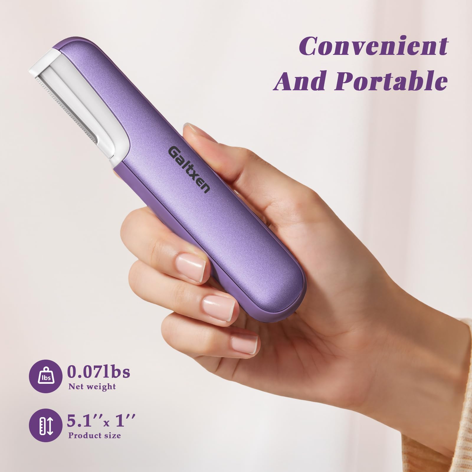 Galtxen dermaplaning tool safety features, gentle vibrations protect sensitive skin.