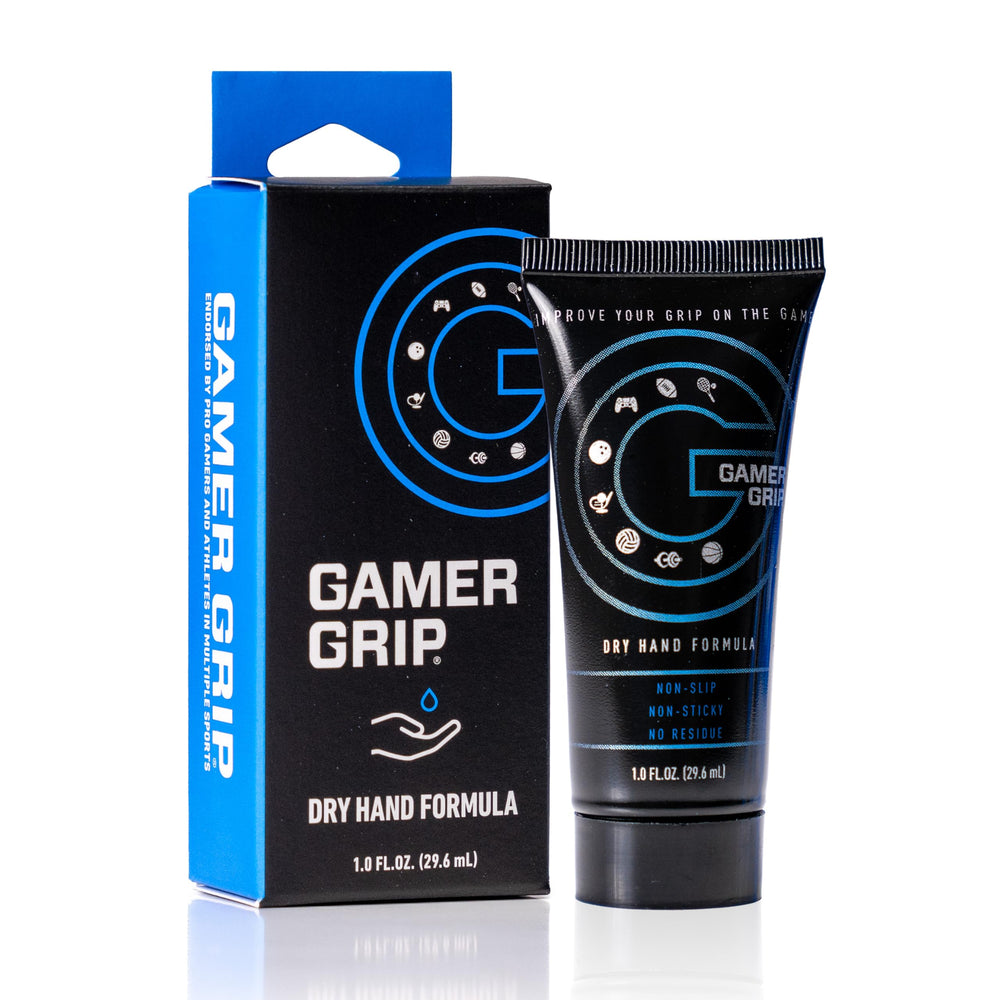 Gamer Grip sweat-blocking gel applied to hands for improved grip during play.