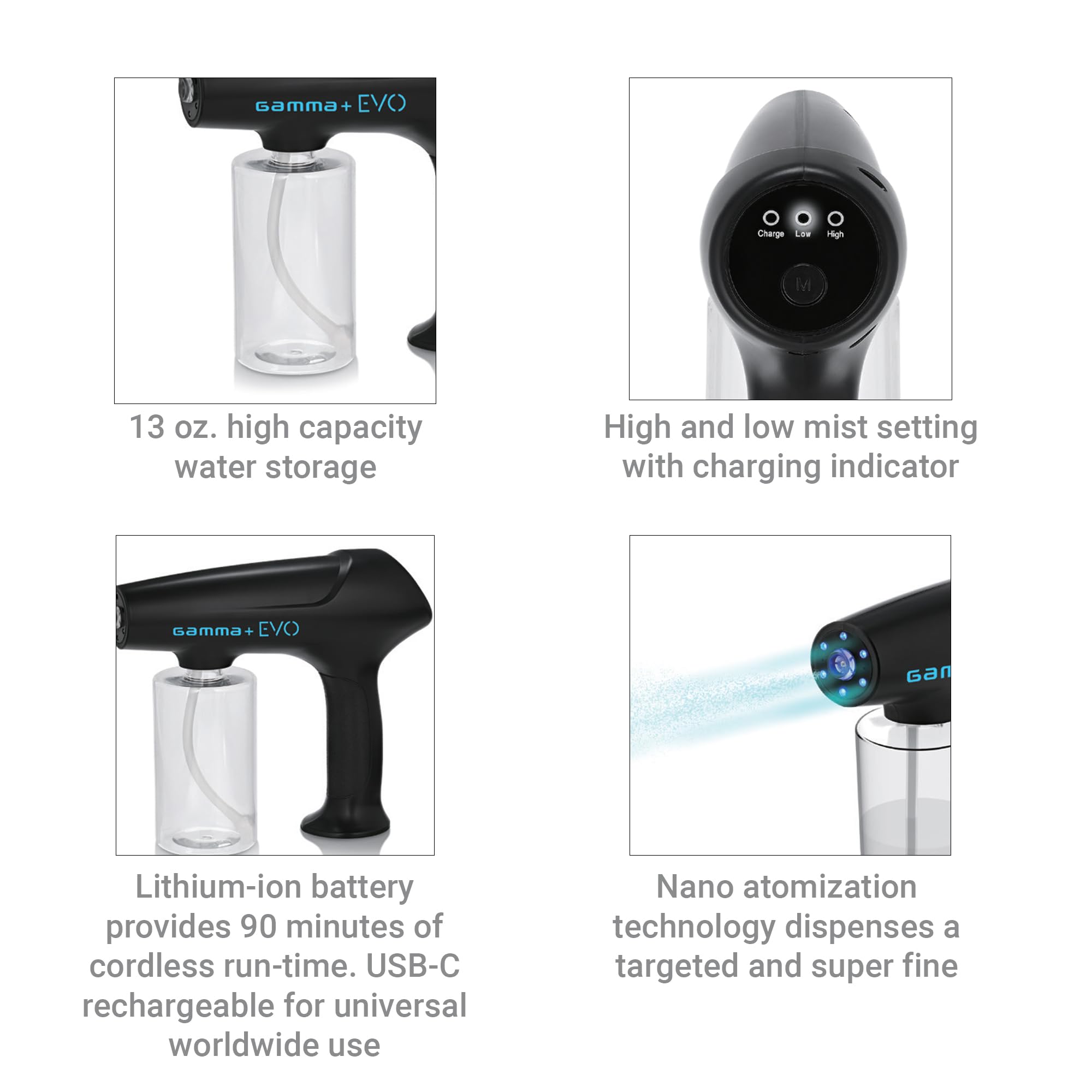 Gamma+ Evo Nano Mister LED indicator highlighting charging status during USB-C recharge