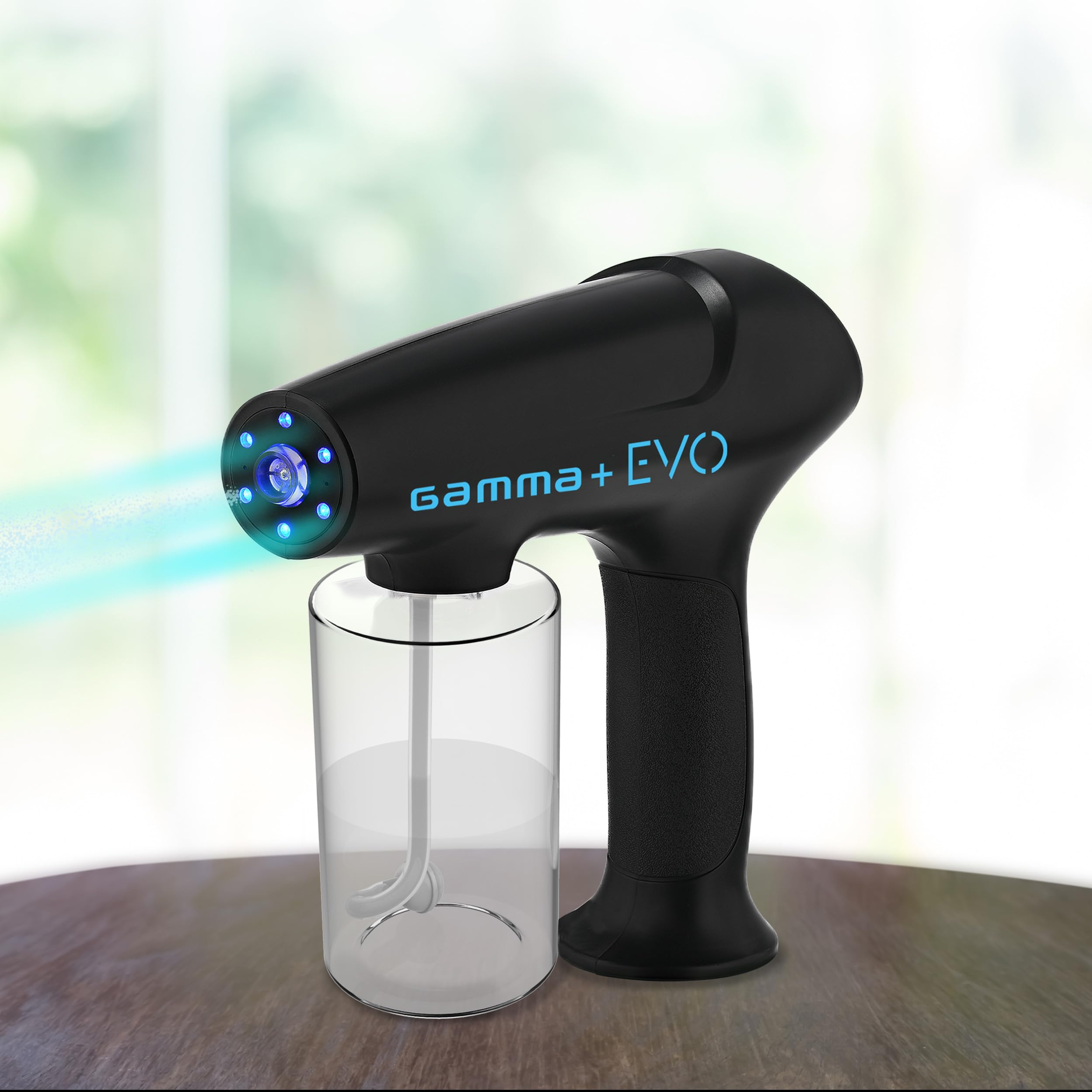 Gamma+ Evo Nano Mister emits fine mist for skin, hair, and surface application