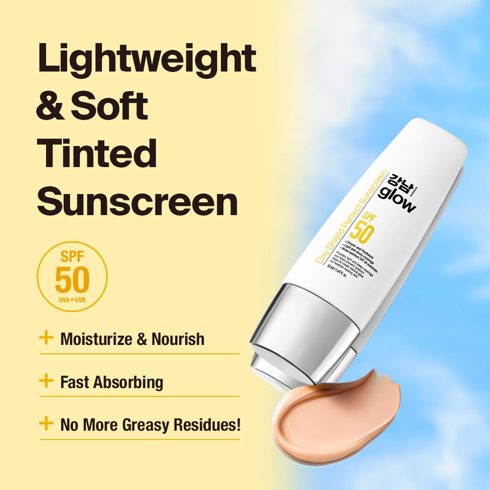 GANGNAM GLOW Day Shield SPF label highlights broad spectrum protection.