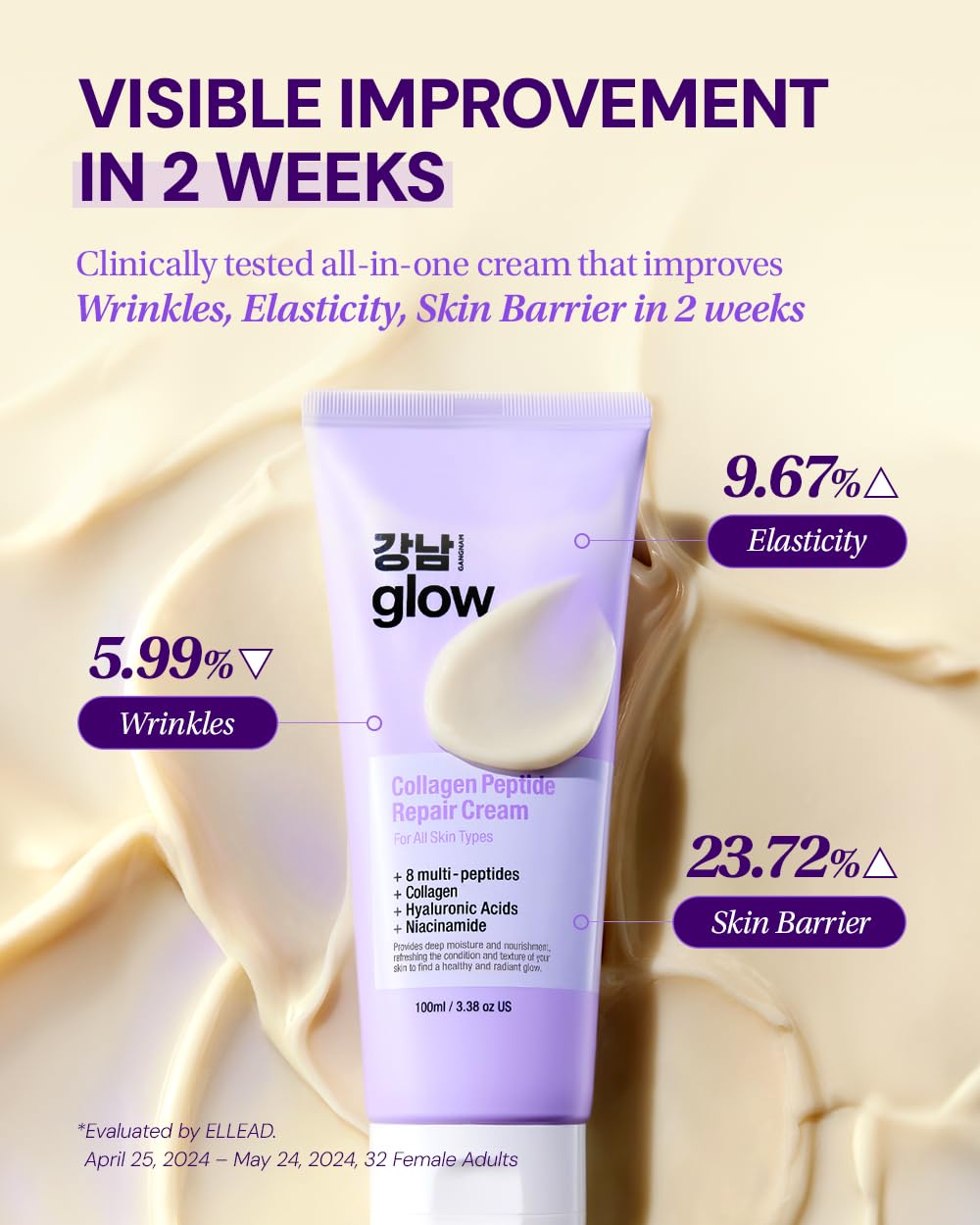 Gangnam Glow packaging front highlights premium Korean skincare for daily hydration.