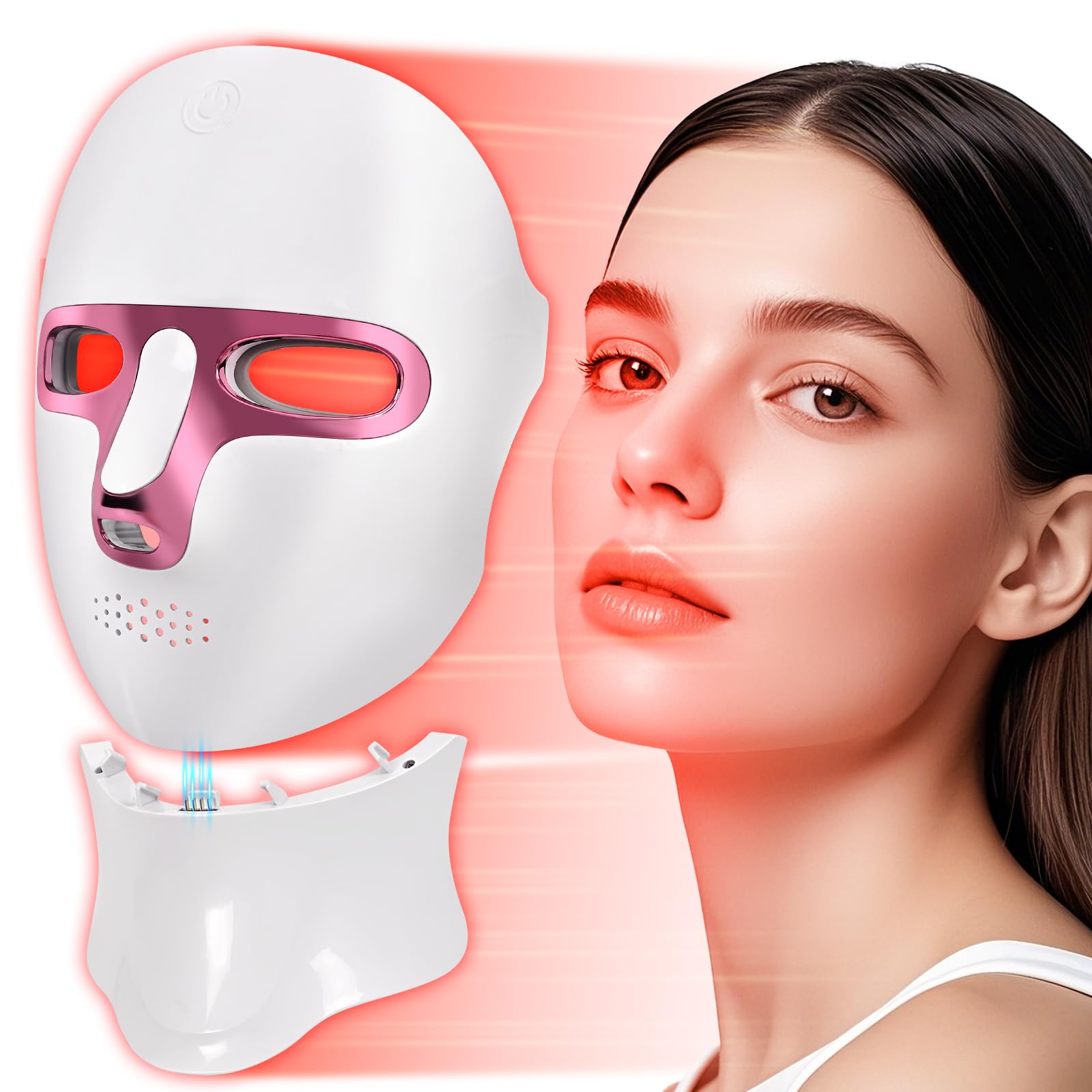 GANOEL red light mask with 7-color display for at-home skin therapy sessions