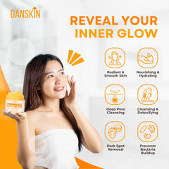 Ganskin Turmeric texture swirl demonstrates rich, nourishing cream for smooth skin