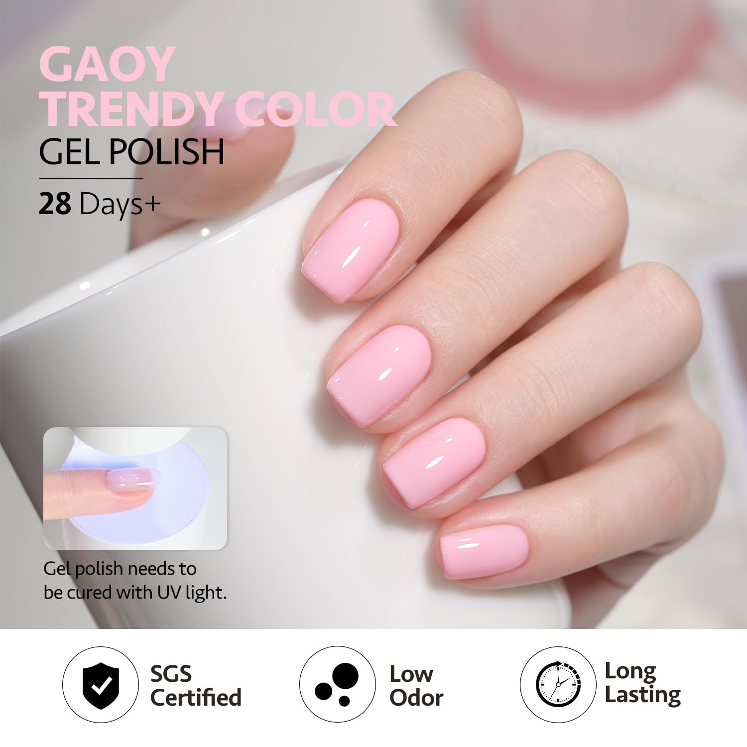 GAOY curado con luz ultravioleta en 60 segundos, secado rápido y duradero